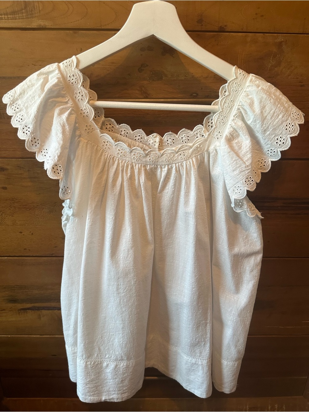 THE GREAT. The Eyelet Keepsake Top in White